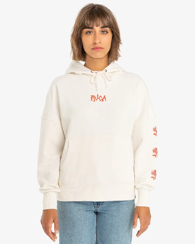 Vintage fleece hoodie white -RVCA Womens Roses Only Pullover Hoodie - Salt