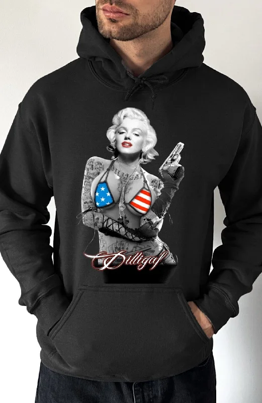 Plain fleece hoodie blue -Marilyn Pissed Off Attitude Pullover Hoodie