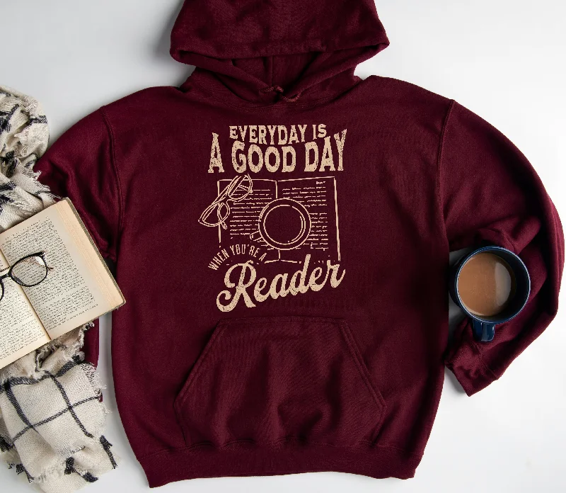 Striped fleece hoodie blue -everyday is a good day hoodie