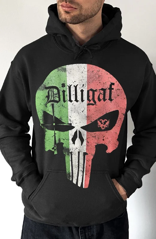 Vintage fleece hoodie blue -Italian Punisher Pullover Hoodie