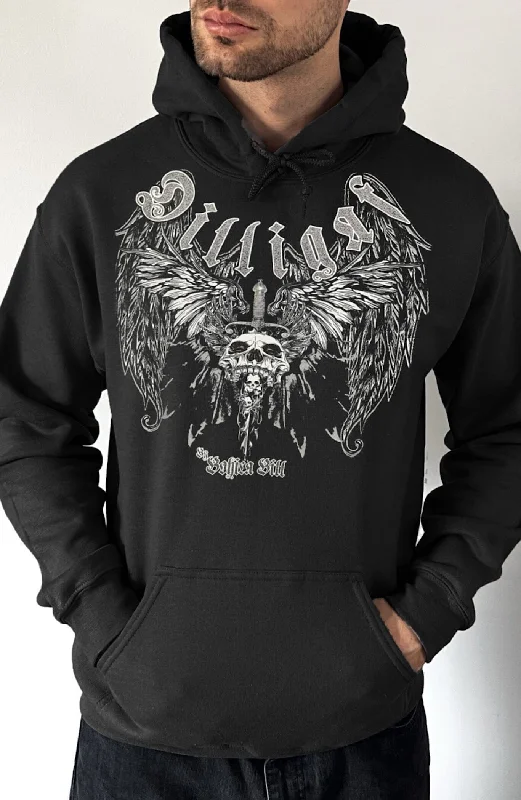 Cropped graphic hoodie blue -Wing and Prayer Pullover Hoody