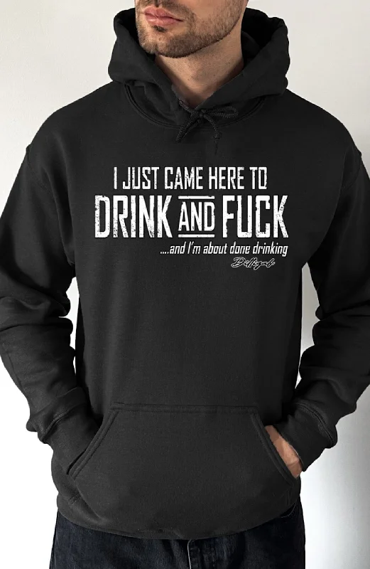 Striped fleece hoodie red -Drink and Fuck Pullover Hoodie