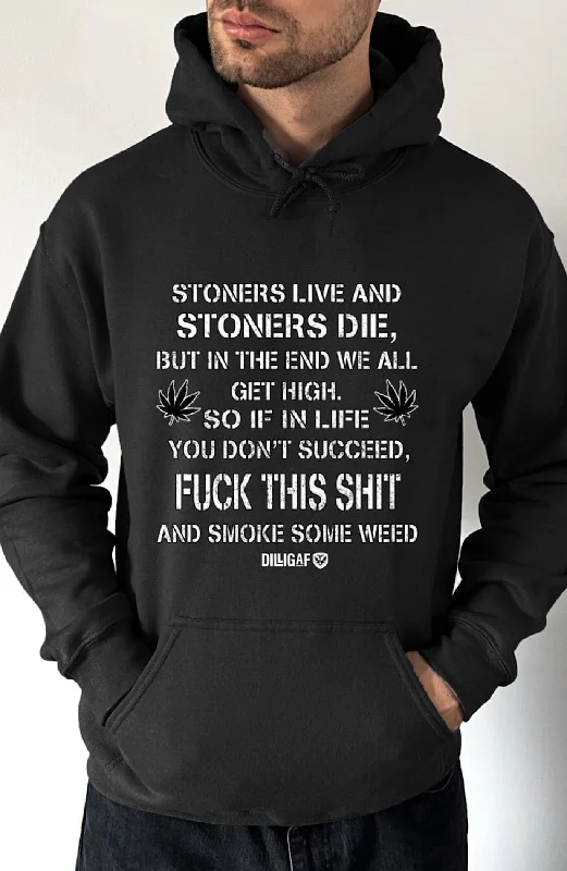 Retro zip-up hoodie navy -Stoners Live and Stoners Die Pullover Hoodie