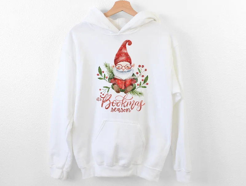 Plain pullover hoodie red -it's bookmas season hoodie