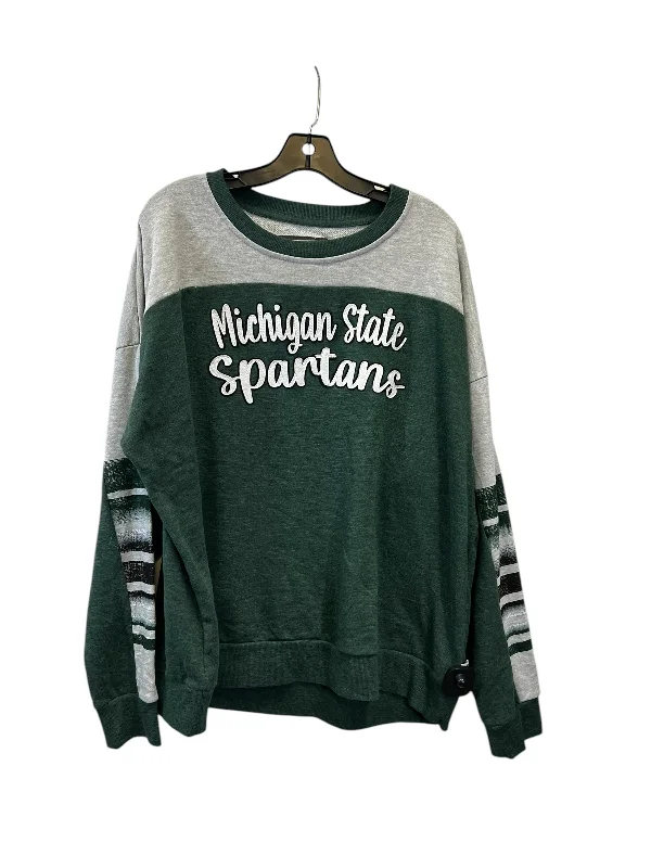 Oversized crewneck sweatshirts pink -Athletic Sweatshirt Crewneck By Colosseum In Green & Grey, Size: Xxl