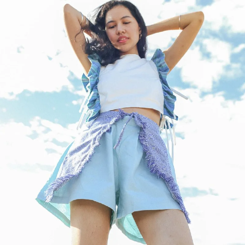 flannel shorts cozy -Tulip Shorts Light Blue