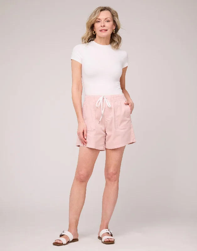 gym shorts breathable -Yoga Jean Shorts Vanilla Rose