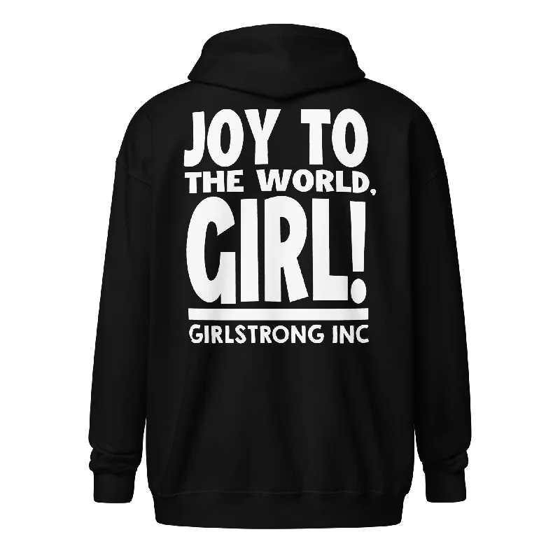 Soft zip-up hoodie pink -GS GRAPHIX FLEECE ZIP HOODIE - JOY TO THE WORLD, GIRL!