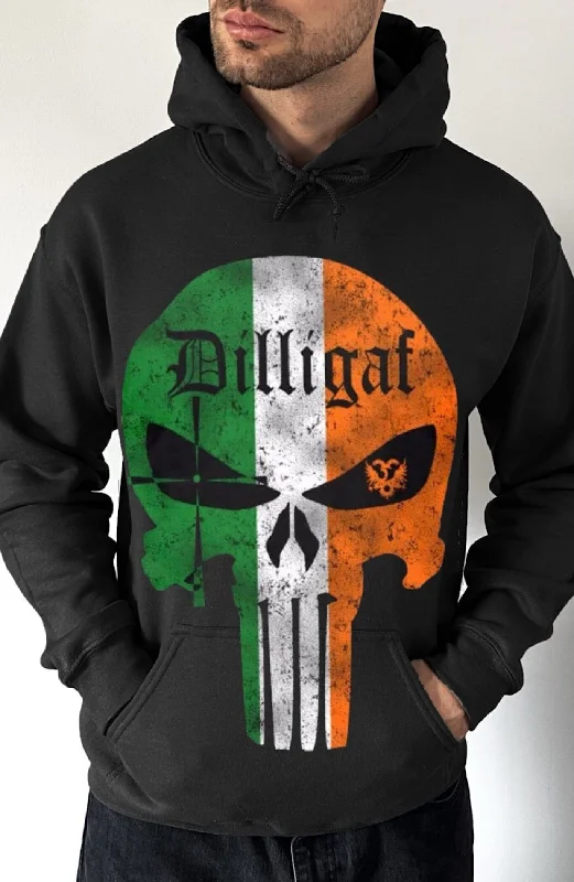 Lightweight graphic hoodie red -Irish Punisher Dilligaf Pullover Hoodie