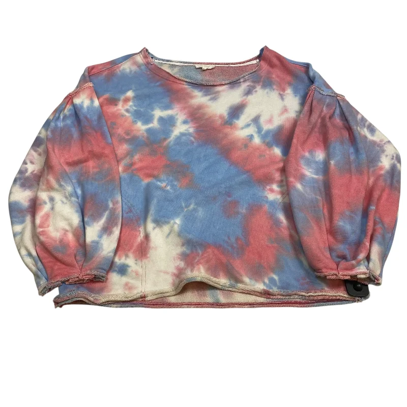 Striped pullover sweatshirts red -Sweatshirt Crewneck By La Miel In Blue & Pink, Size: M