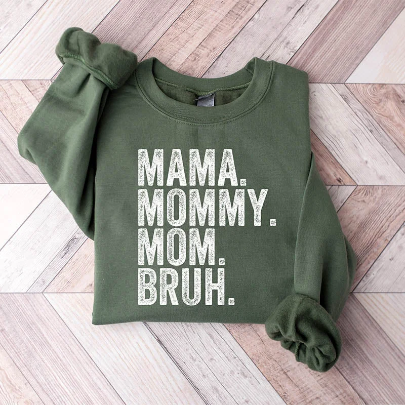 Lightweight fleece sweatshirts navy -Mama Mommy Mom Bruh Sweatshirt