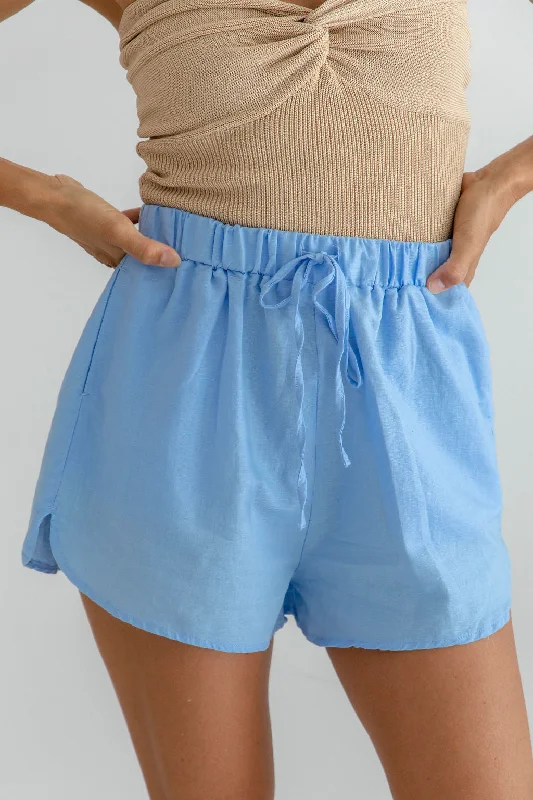 fishing shorts rugged -Maddie Linen Shorts - Blue