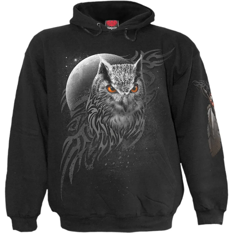 Vintage cotton hoodie grey -WINGS OF WISDOM - Hoody Black