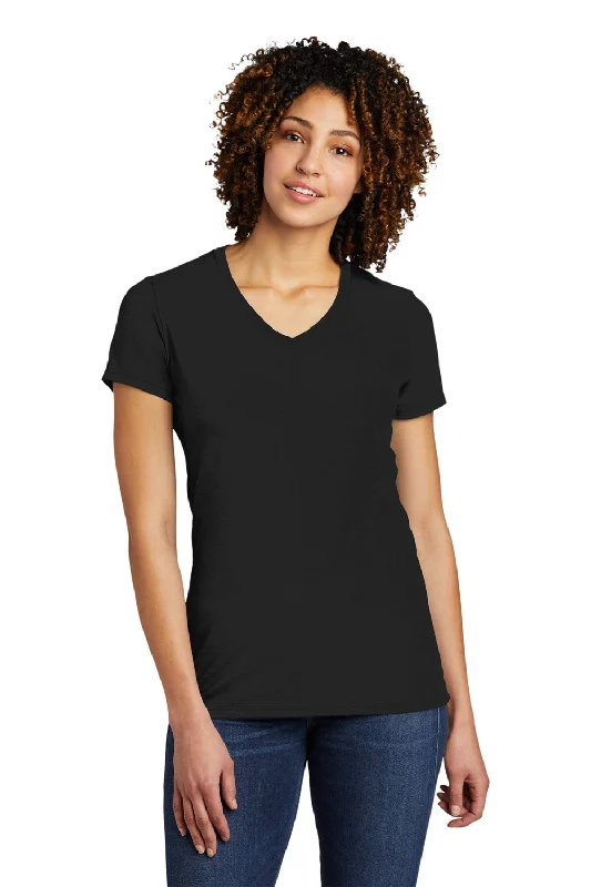 buttoned t-shirts style -Allmade Womens Short Sleeve V-Neck T-Shirt - Deep Black