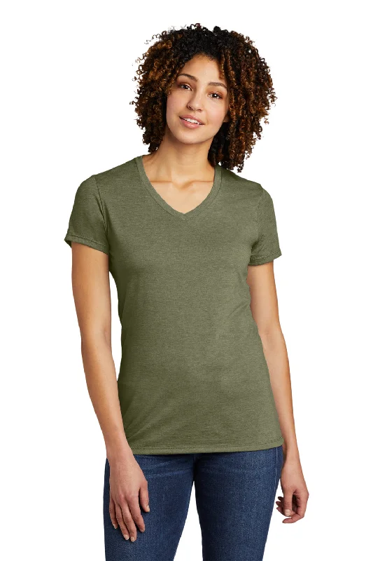 fitted graphic t-shirts -Allmade Womens Short Sleeve V-Neck T-Shirt - Olive You Green