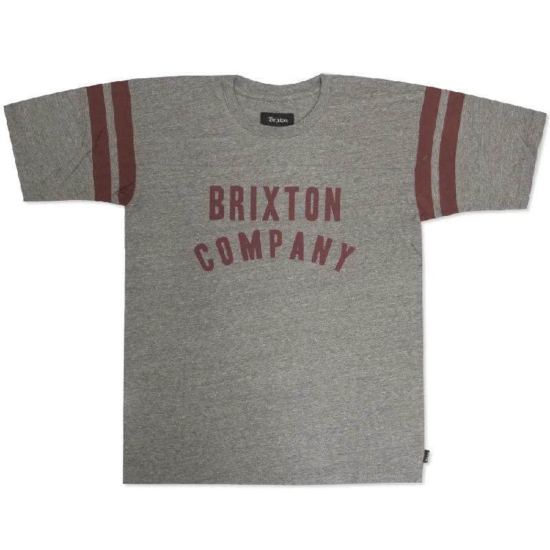 spiral tie-dye t-shirts -Brixton Barstow T-Shirt Heather Grey