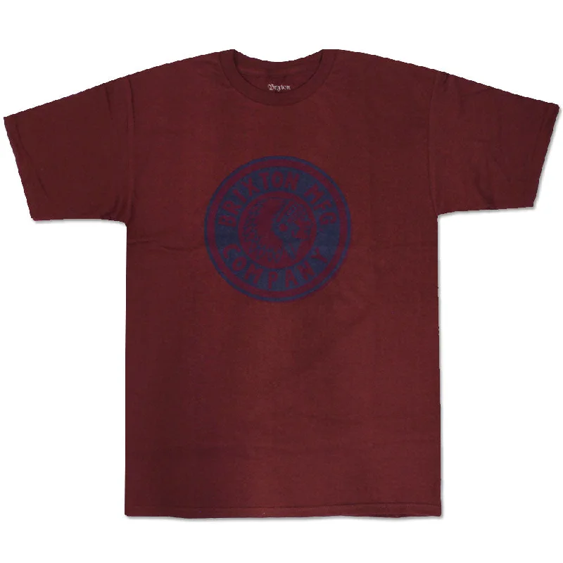 construction t-shirts -Brixton Rival T-Shirt Burgundy Navy