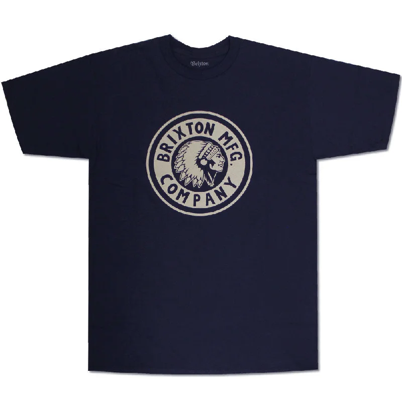 travel comfy t-shirts -Brixton Rival T-Shirt Navy White