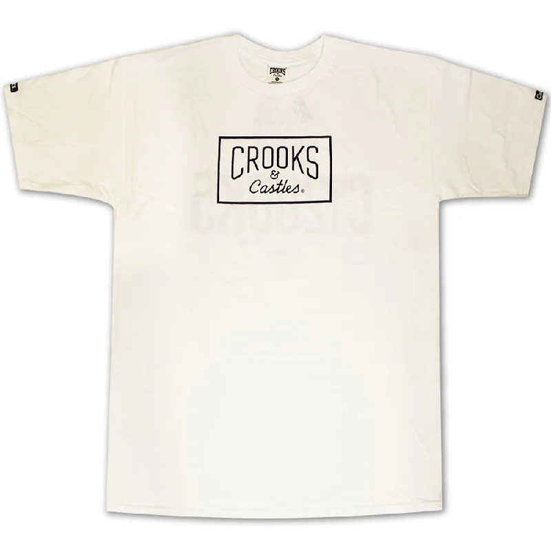 rolled sleeve t-shirts -Crooks & Castles Castle Crksull T-shirt White