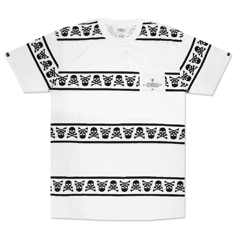 cinched waist t-shirts -Crooks & Castles Skull Squadron Pocket T-Shirt White