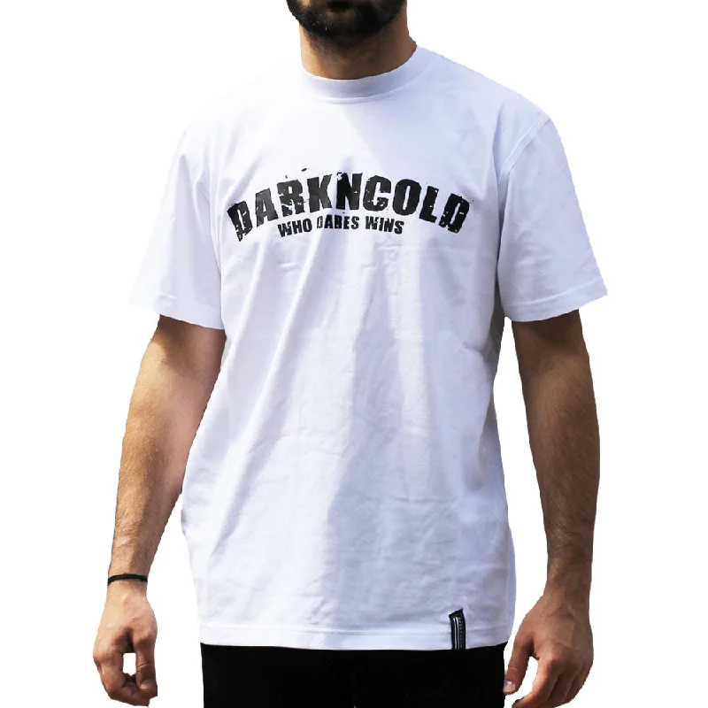 conference t-shirts -Darkncold Who Dares Wins Basic T-shirt White