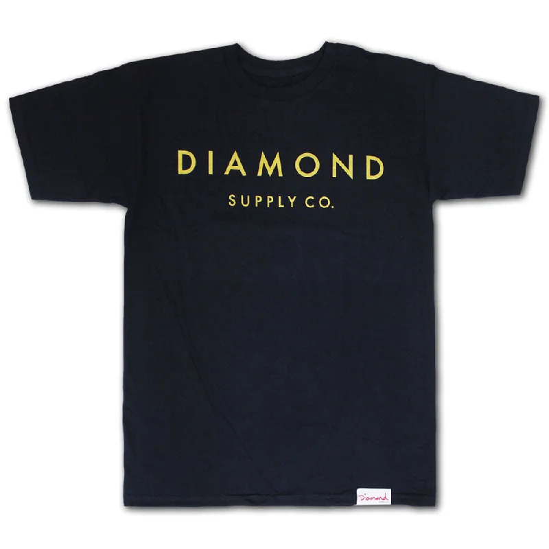 cartoon t-shirts playful -Diamond Supply Co Stone Cut T-shirt Navy