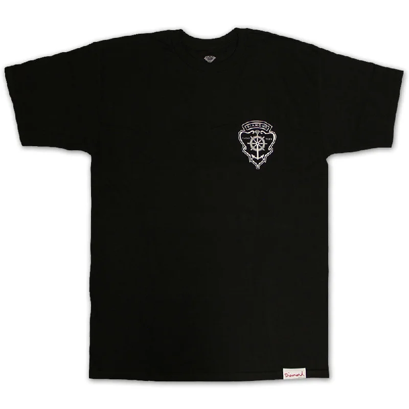 kangaroo pocket t-shirts -Diamond Supply Co Yacht Crest T-shirt Black