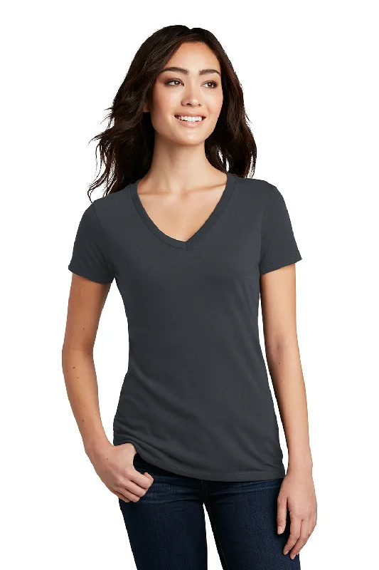 high-low t-shirts -District Womens Perfect Blend Short Sleeve V-Neck T-Shirt - Charcoal Grey