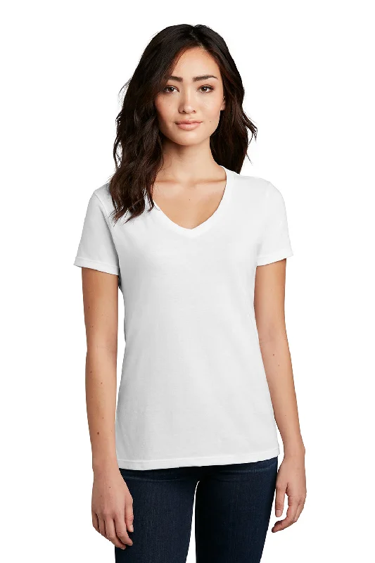 keyhole neck t-shirts -District Womens Perfect Blend Short Sleeve V-Neck T-Shirt - White