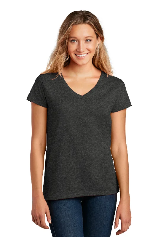 bell sleeve t-shirts -District Womens Re-Tee Short Sleeve V-Neck T-Shirt - Heather Charcoal Grey