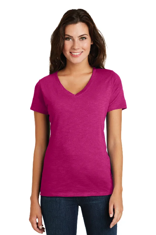 heather grey t-shirts -District Womens Super Slub Short Sleeve V-Neck T-Shirt - Azalea Pink - Closeout