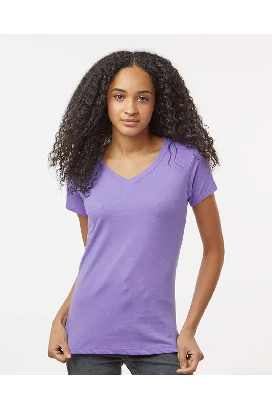 pink ribbon t-shirts -Kastlfel Womens Recycled Soft Short Sleeve V-Neck T-Shirt - Violet Purple