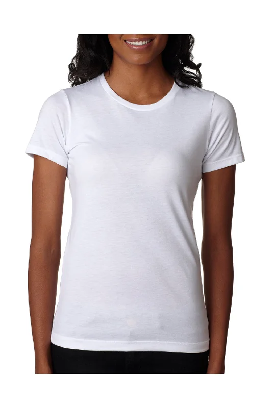 subtle graphic t-shirts -Next Level Womens CVC Jersey Short Sleeve Crewneck T-Shirt - White