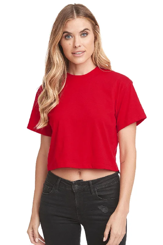 slashed t-shirts punk -Next Level Womens Ideal Crop Short Sleeve Crewneck T-Shirt - Red