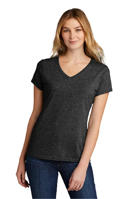 acid wash t-shirts -Port & Company Womens Short Sleeve V-Neck T-Shirt - Heather Black