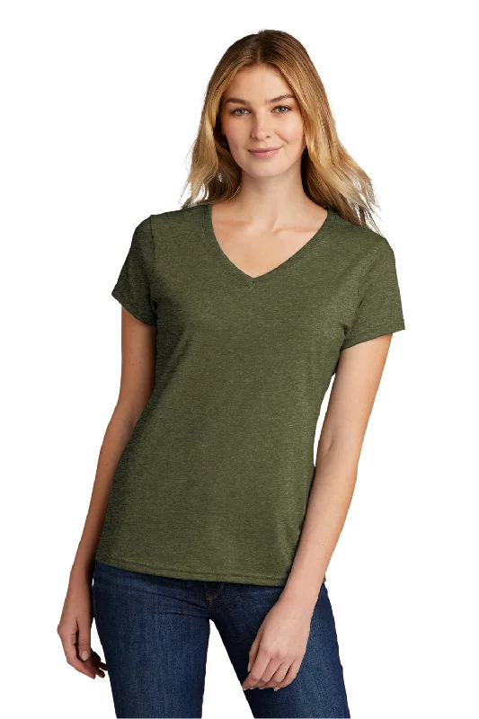 petite t-shirts women -Port & Company Womens Short Sleeve V-Neck T-Shirt - Heather Military Green