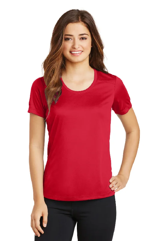 country style t-shirts -Sport-Tek Womens Elevate Moisture Wicking Short Sleeve Scoop Neck T-Shirt - True Red - Closeout