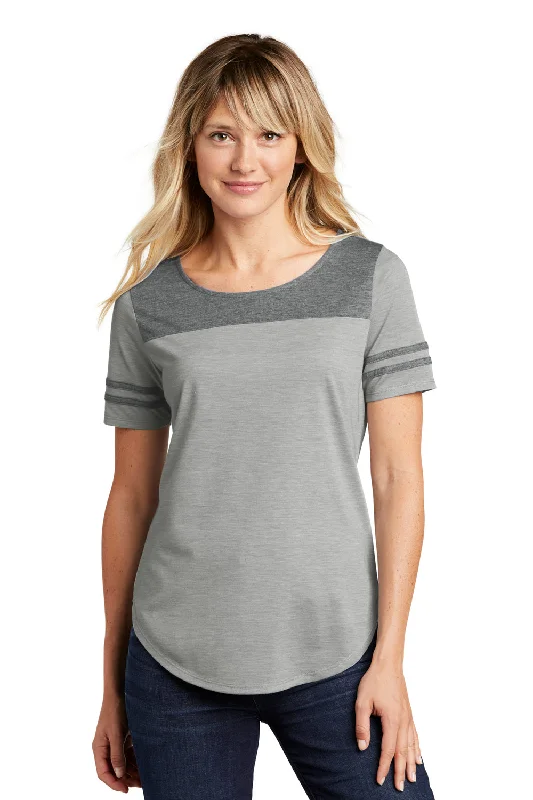 marathon runner t-shirts -Sport-Tek Womens Fan Moisture Wicking Short Sleeve Crewneck T-Shirt - Heather Light Grey/Heather Dark Grey