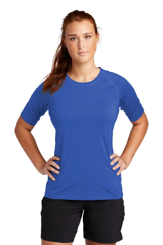 funny slogan t-shirts -Sport-Tek Womens Rashguard Moisture Wicking Short Sleeve Crewneck T-Shirt - True Royal Blue