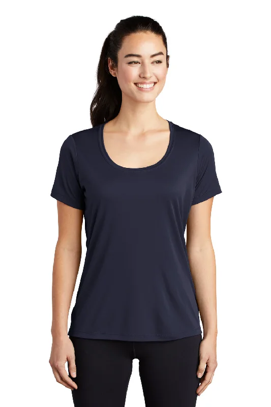 breathable t-shirts sports -Sport-Tek Womens Moisture Wicking Short Sleeve Scoop Neck T-Shirt - True Navy Blue