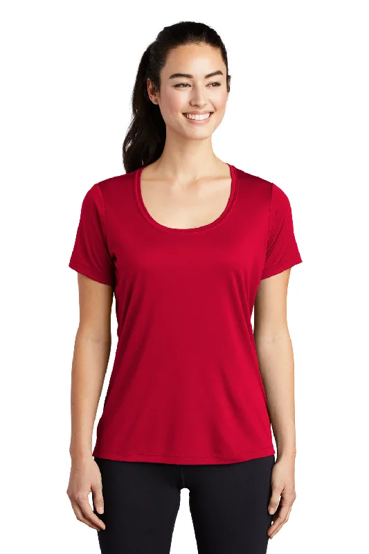 green t-shirts vibrant -Sport-Tek Womens Moisture Wicking Short Sleeve Scoop Neck T-Shirt - True Red