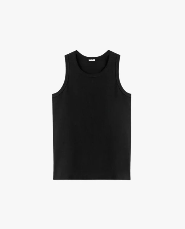 minimalist logo t-shirts -TANK SINGLET - BLACK