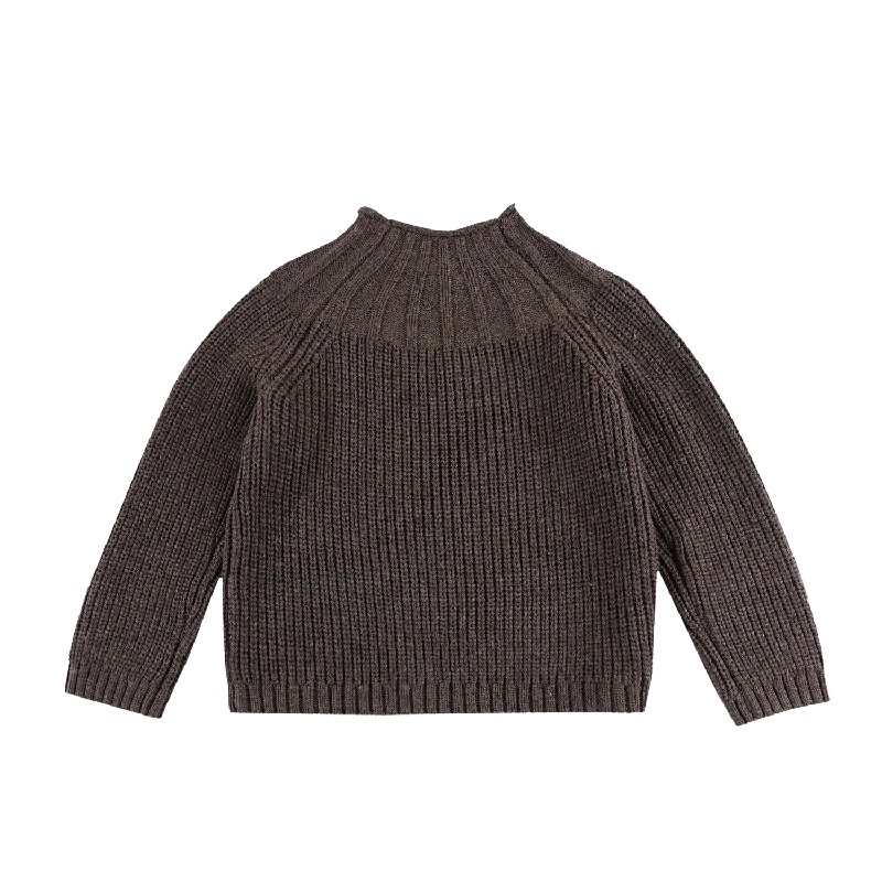 Hooded knit pullover sweater navy -Dawi Sweater | Espresso Melange