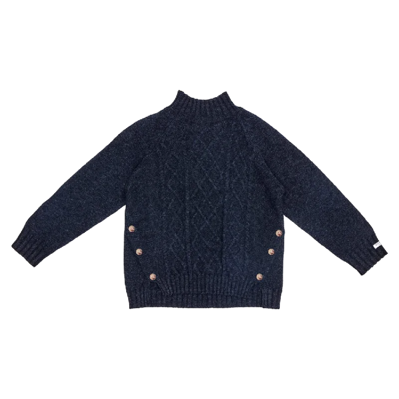 Vintage wool pullover sweater navy -Jos Merino Wool Sweater | Blue Marine Melange