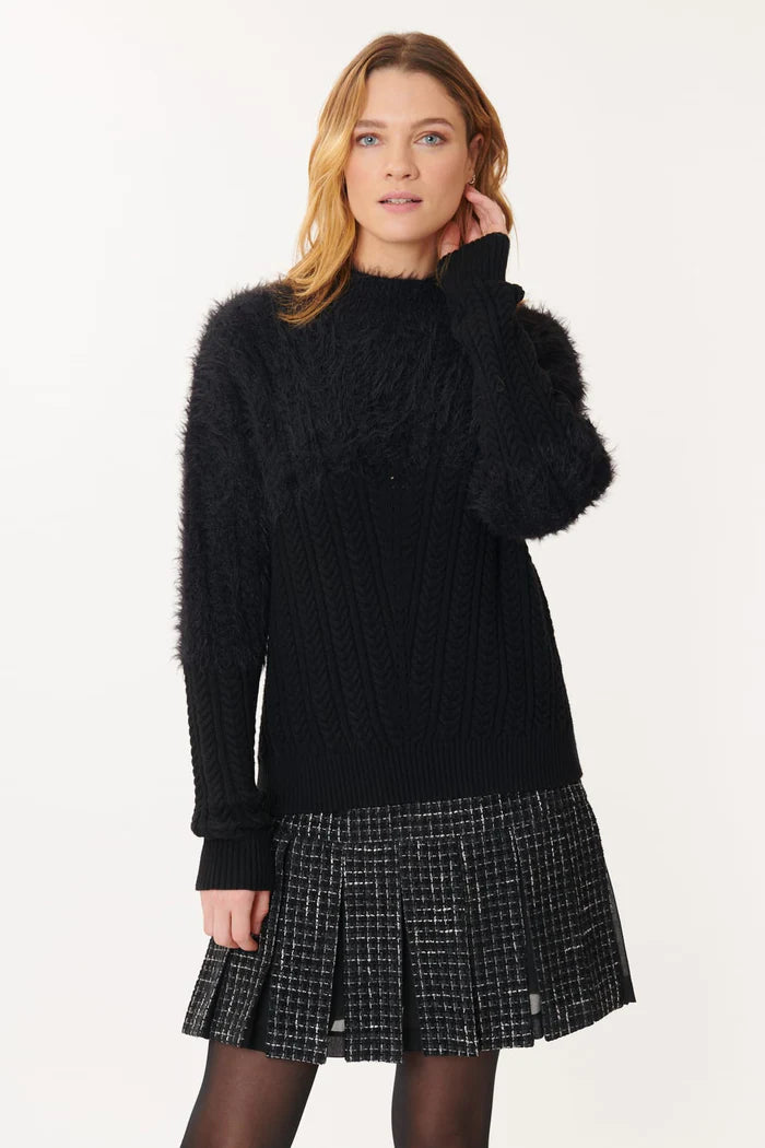 Black cashmere pullover sweater beige -Joyce Sweater - Black