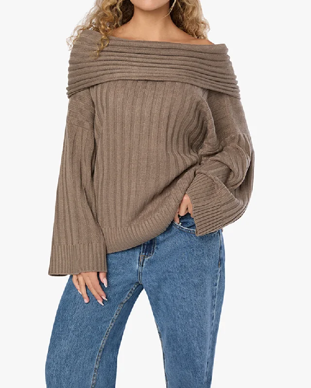 Cable knit pullover sweater men -Oversized Off Shoulder Sweater