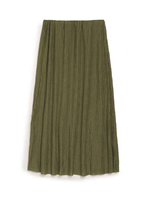 rainbow skirts pride -Knit Plisse Midi Skirt in Artichoke