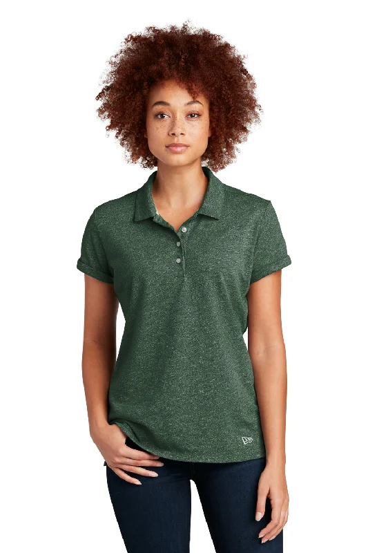 chiffon blouses lightweight -New Era Womens Slub Twist Short Sleeve Polo Shirt - Dark Green Twist