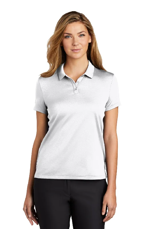 white dress shirts formal -Nike Womens Essential Dri-Fit Moisture Wicking Short Sleeve Polo Shirt - White