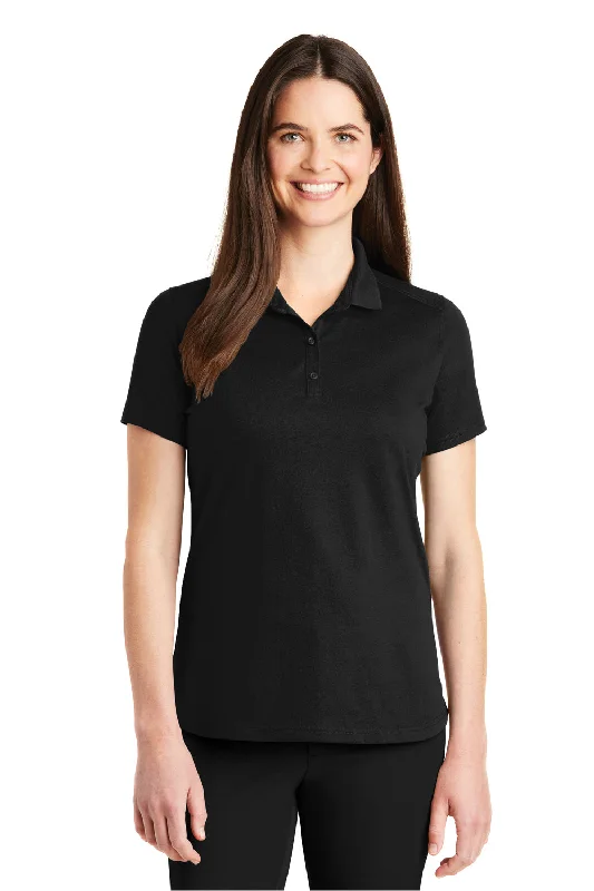 quilted shirts warmth -Port Authority Womens SuperPro Moisture Wicking Short Sleeve Polo Shirt - Black - Closeout